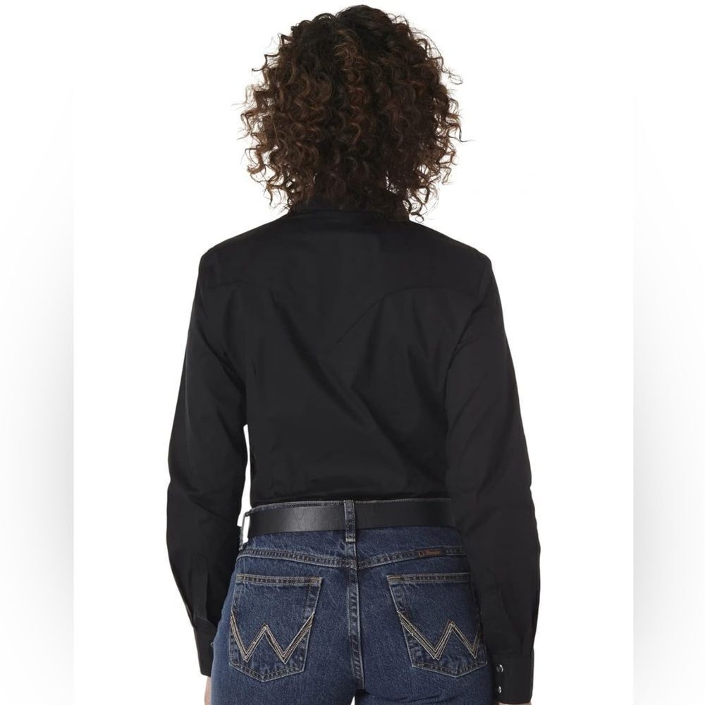 Wrangler Women's Western Two Pocket Snap Shirt NEW no tag Black - Picture 2 of 4
